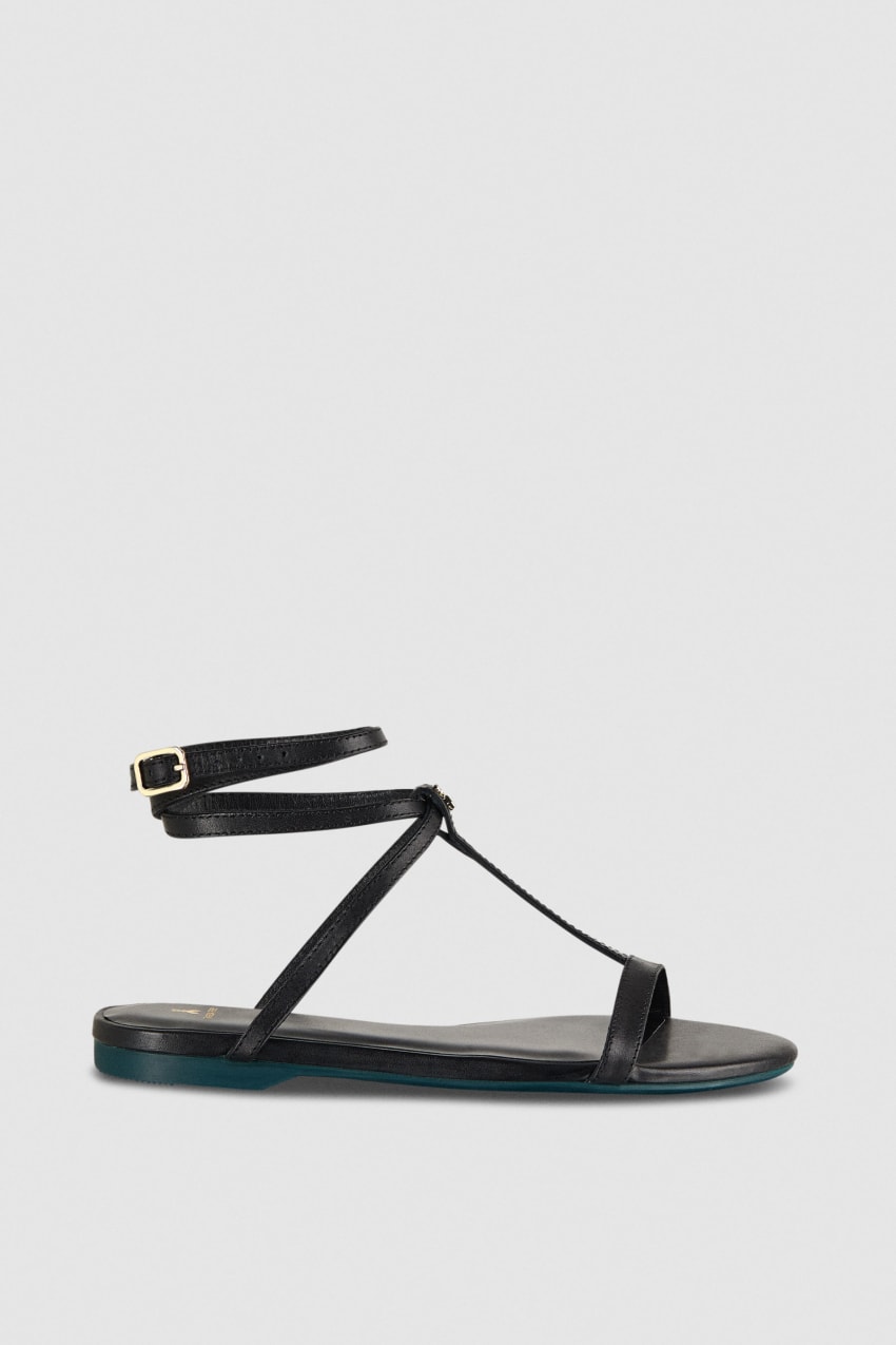 Patrizia Pepe Flat Sandals With Ankle Strap Schwarz | VWRCUD-637