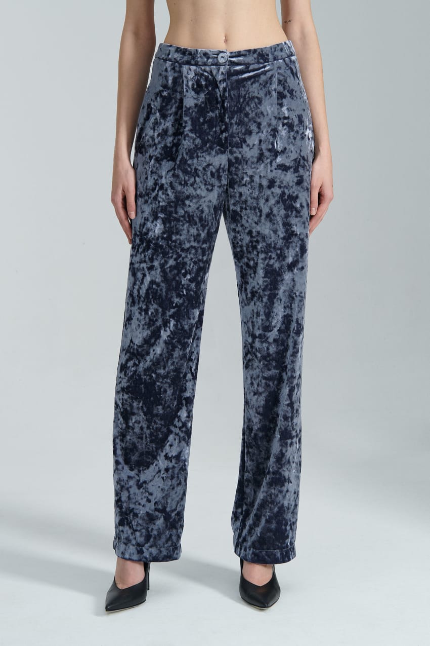 Patrizia Pepe Flowing Velvet Pants Blau | BXUJSY-286