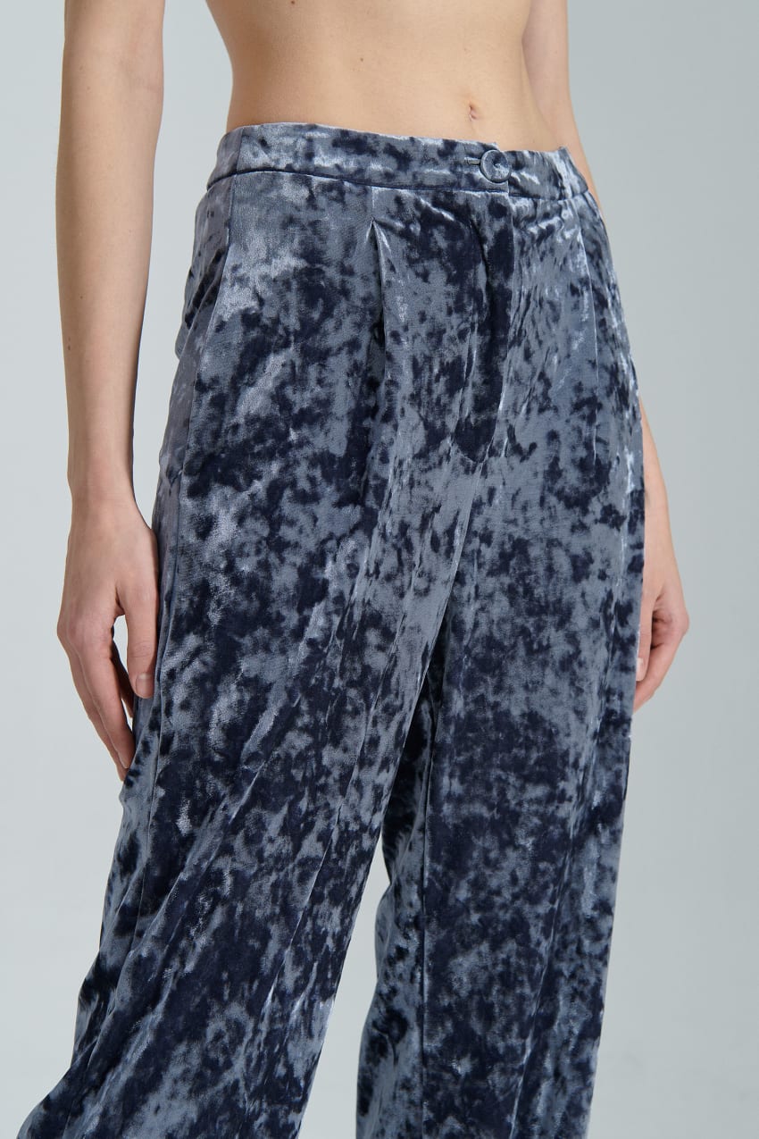 Patrizia Pepe Flowing Velvet Pants Blau | BXUJSY-286