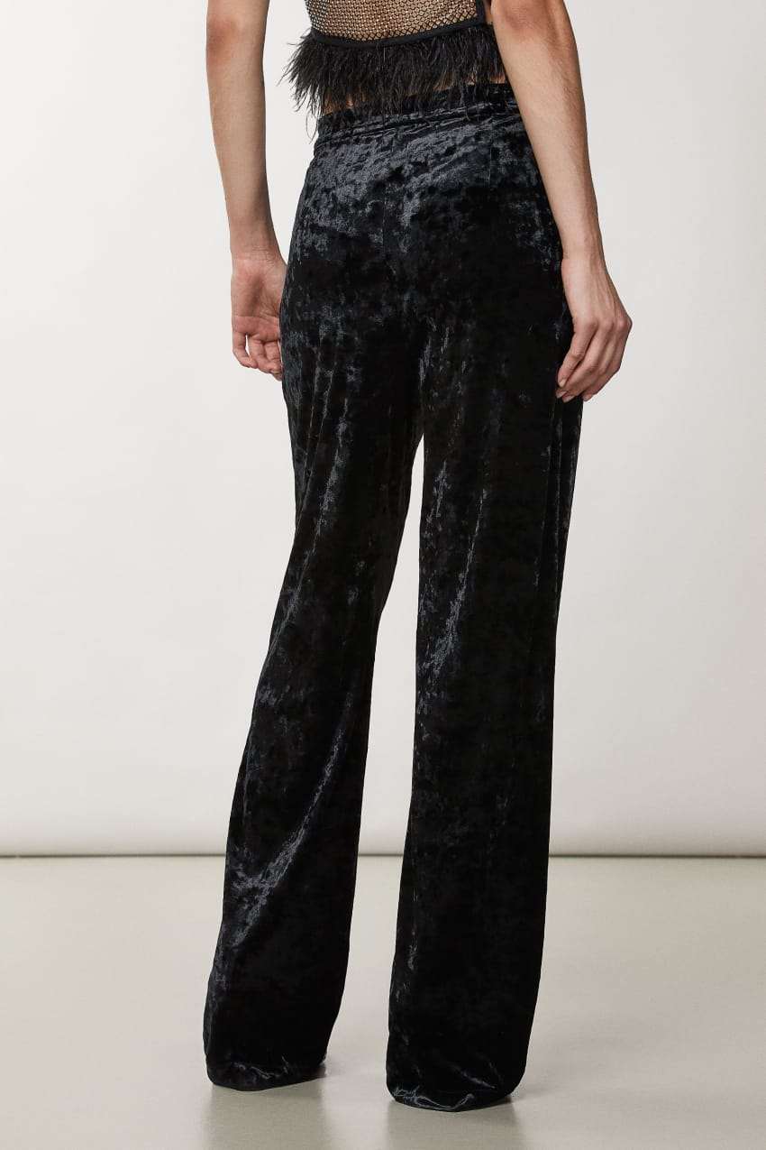 Patrizia Pepe Flowing Velvet Pants Schwarz | SEHVJI-452