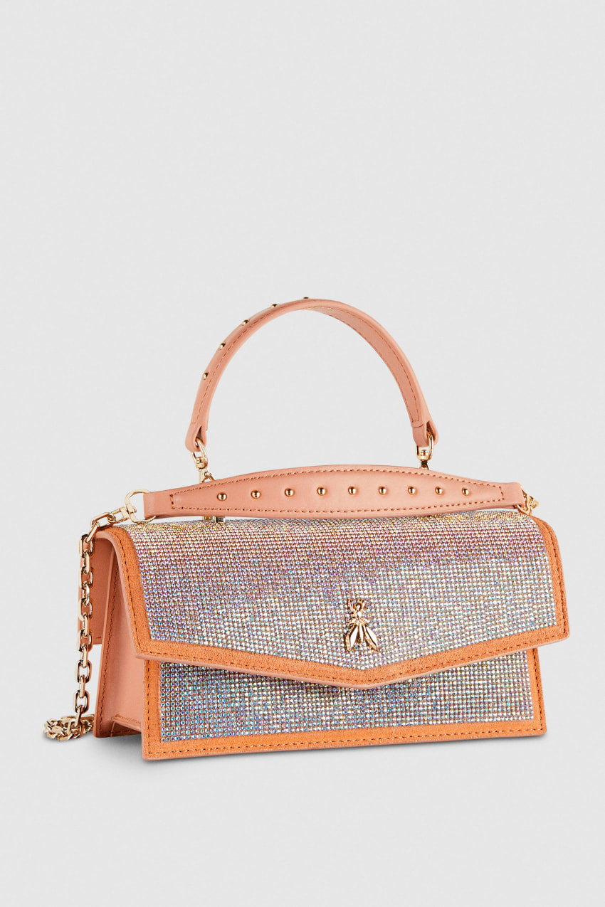 Patrizia Pepe Fly Bamby Shoulder Bag With Rhinestones Rosa | QWZRPX-157