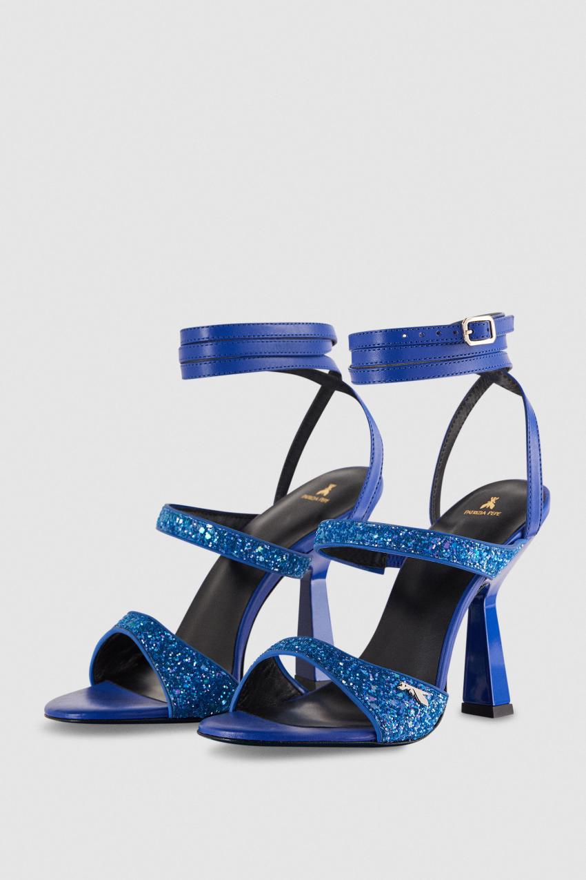 Patrizia Pepe Glitter-coated Fabric Heeled Sandal Blau | GPXKWZ-495