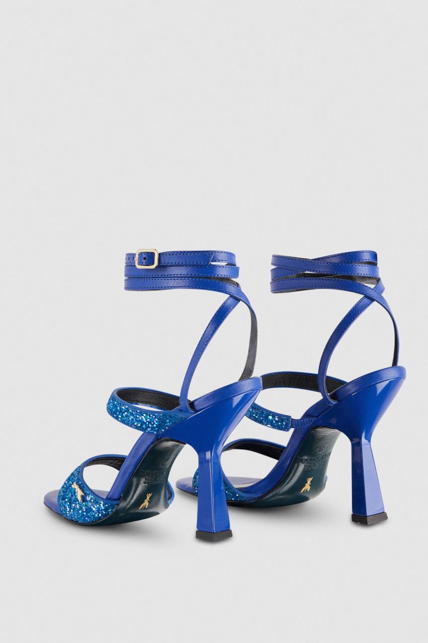 Patrizia Pepe Glitter-coated Fabric Heeled Sandal Blau | GPXKWZ-495