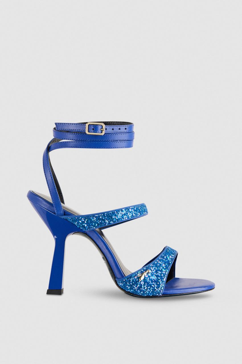 Patrizia Pepe Glitter-coated Fabric Heeled Sandal Blau | GPXKWZ-495