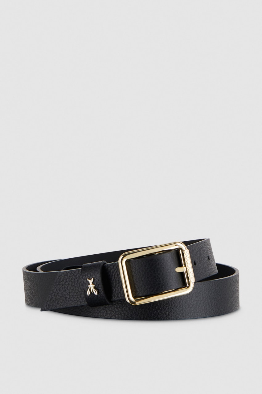 Patrizia Pepe Hammered Leather Low-waist Belt Schwarz | FQTCLI-396