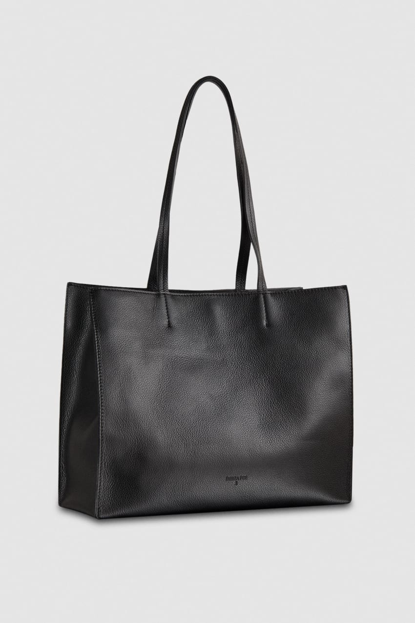 Patrizia Pepe Hammered Leather Shopping Bag Schwarz | KQWNPB-237