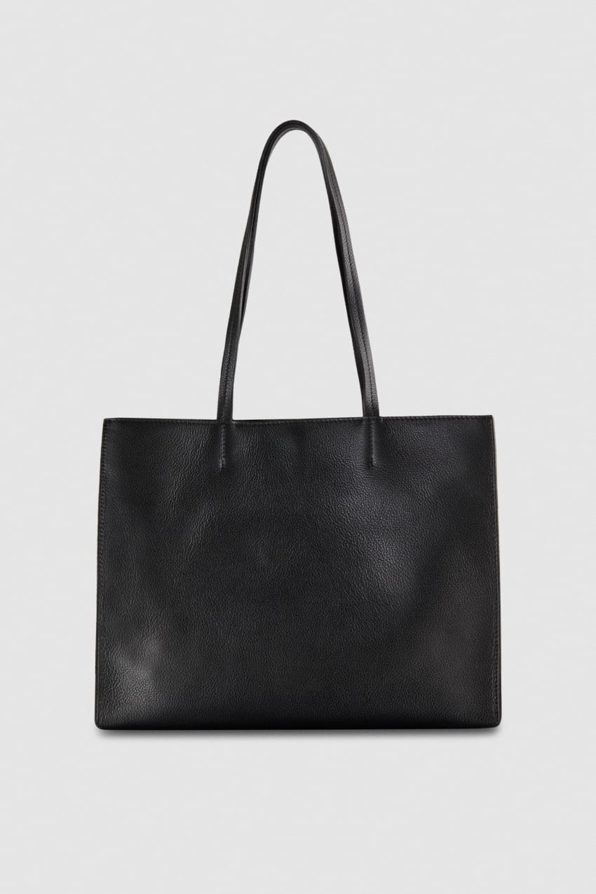 Patrizia Pepe Hammered Leather Shopping Bag Schwarz | KQWNPB-237