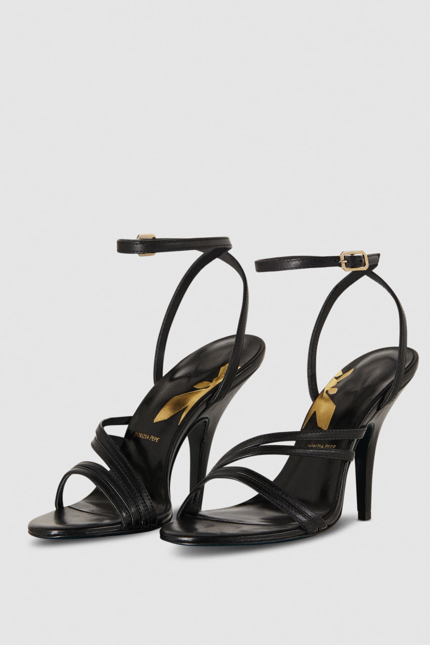 Patrizia Pepe Heeled Leather Sandals Schwarz | CUVSGX-148