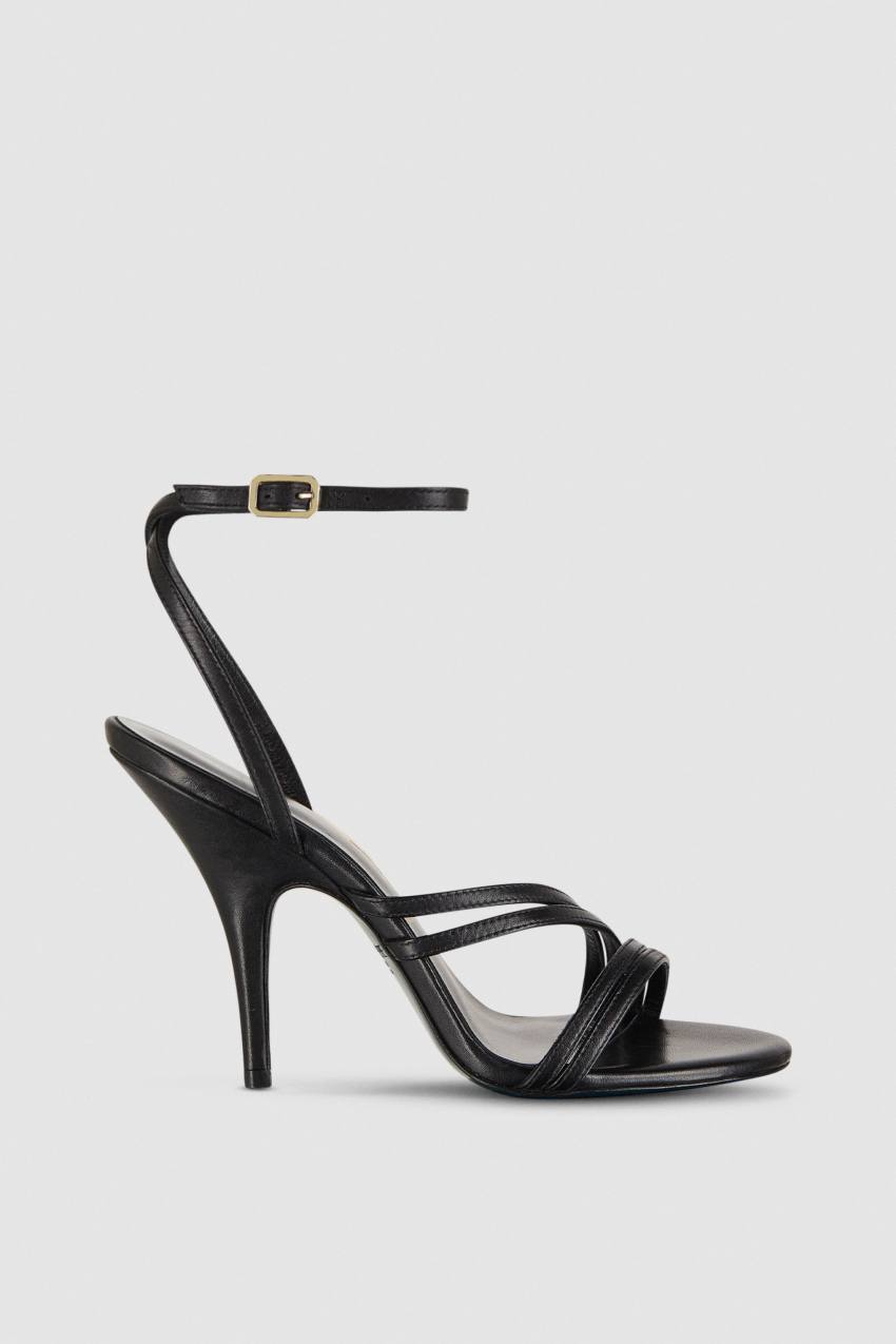 Patrizia Pepe Heeled Leather Sandals Schwarz | CUVSGX-148