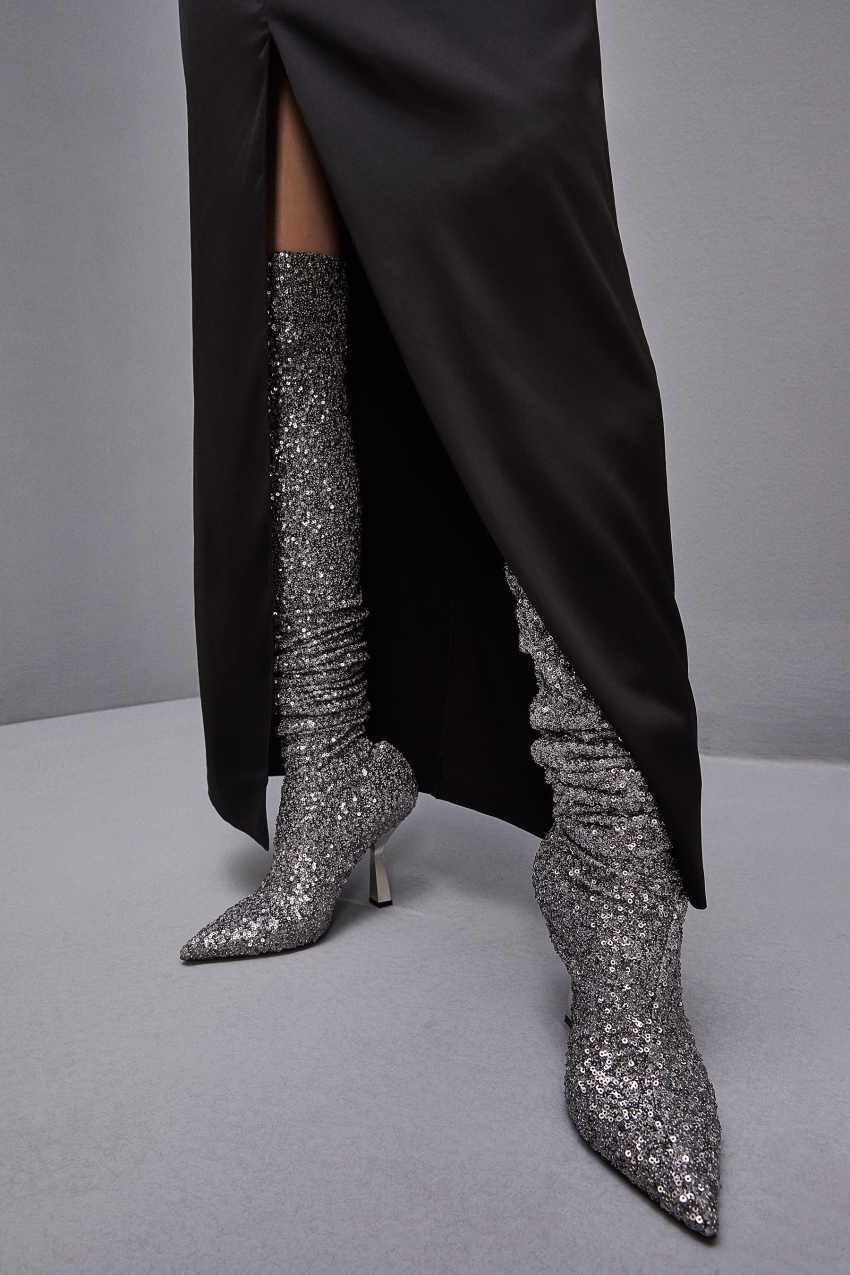 Patrizia Pepe Heeled Sequined Boots S274 | SIDBNL-298