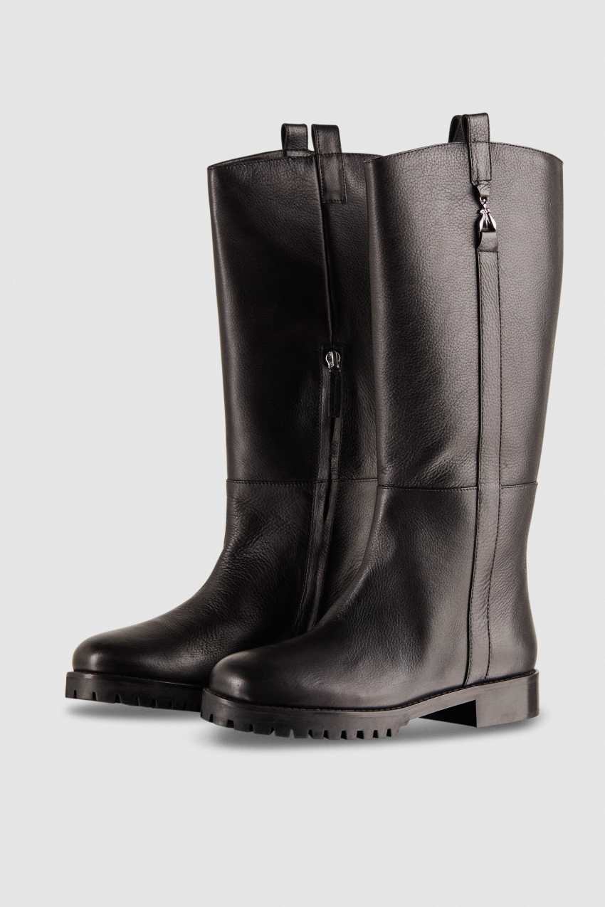 Patrizia Pepe High Nappa Leather Boots With Zipper Schwarz | BKPWSZ-315