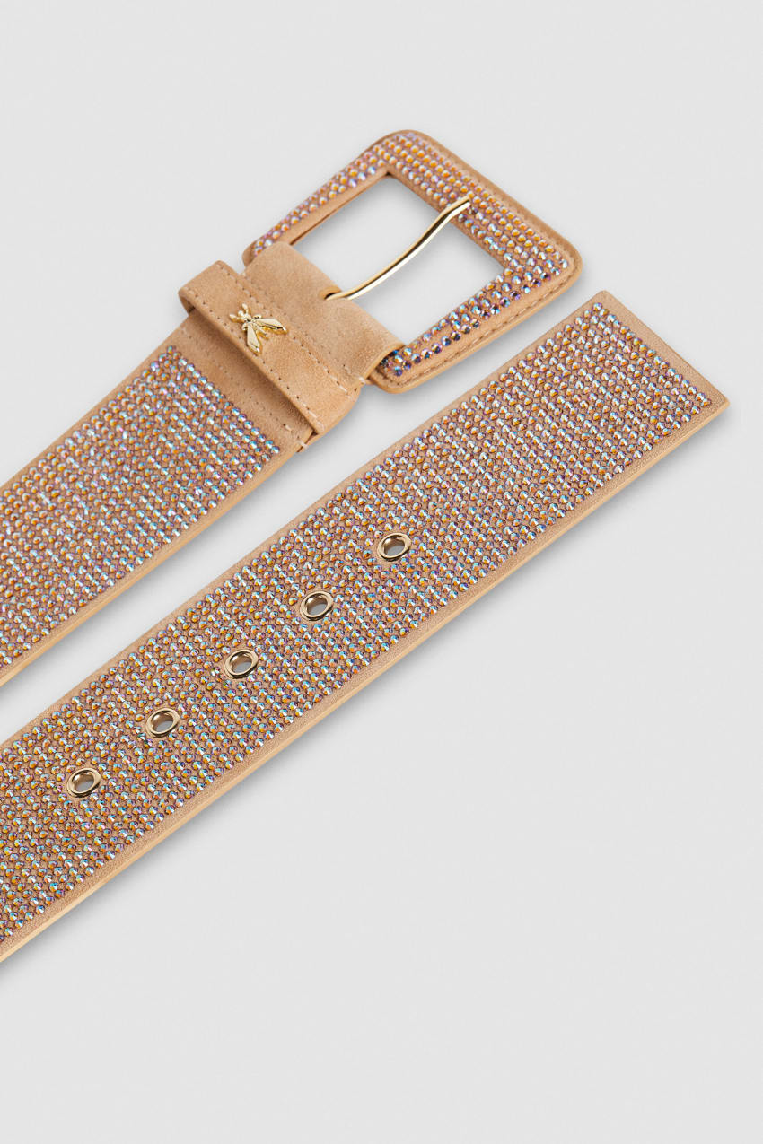 Patrizia Pepe High-waisted Belt With Rhinestones Rosa | JYKMHV-364