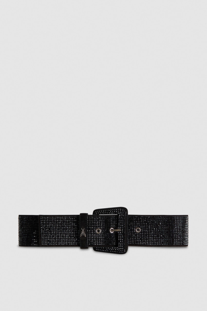 Patrizia Pepe High-waisted Belt With Rhinestones Schwarz | KZTLSE-591