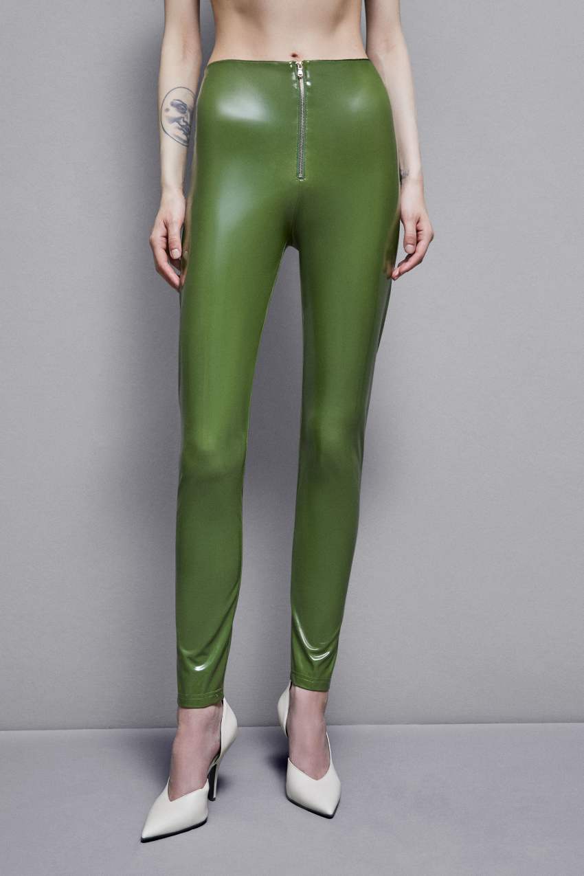 Patrizia Pepe High-waisted Faux Leather Leggings Grün | DNPOFC-123