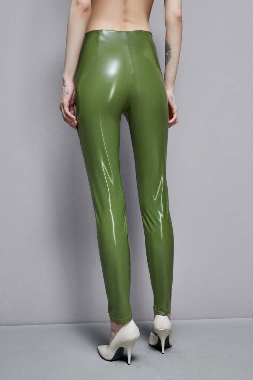 Patrizia Pepe High-waisted Faux Leather Leggings Grün | DNPOFC-123