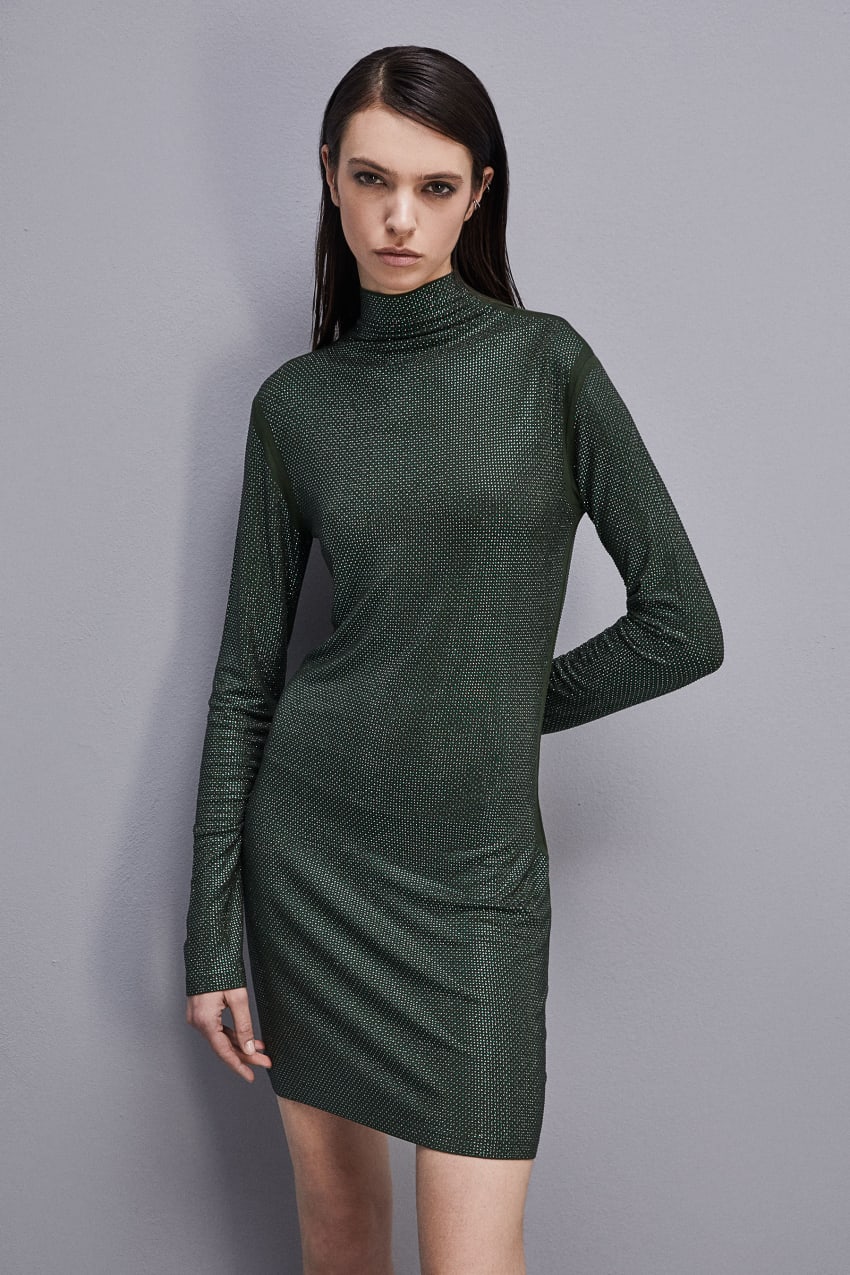 Patrizia Pepe Jersey Dress With Rhinestones Grün | ZUWGAP-298