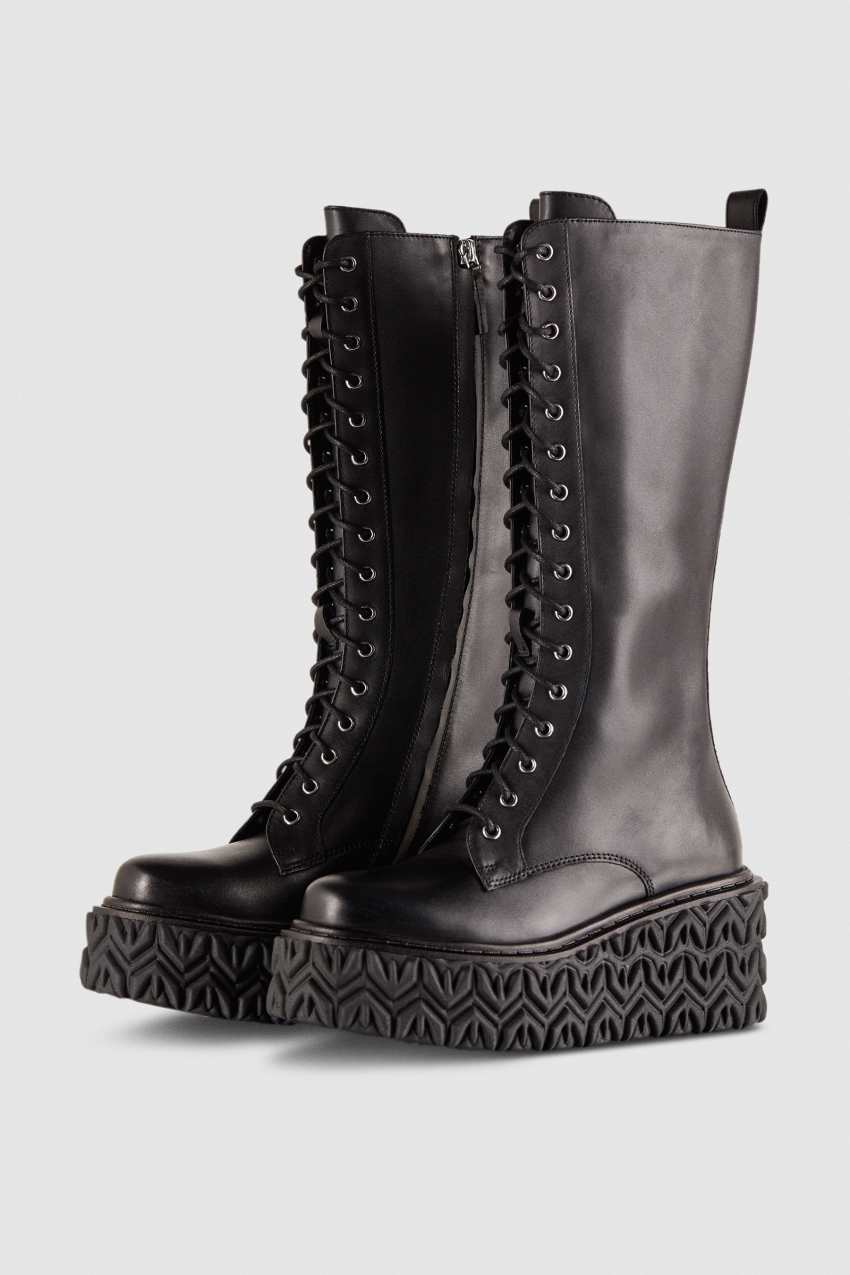 Patrizia Pepe Leather Boots With Side Zipper Schwarz | WTUHYP-186