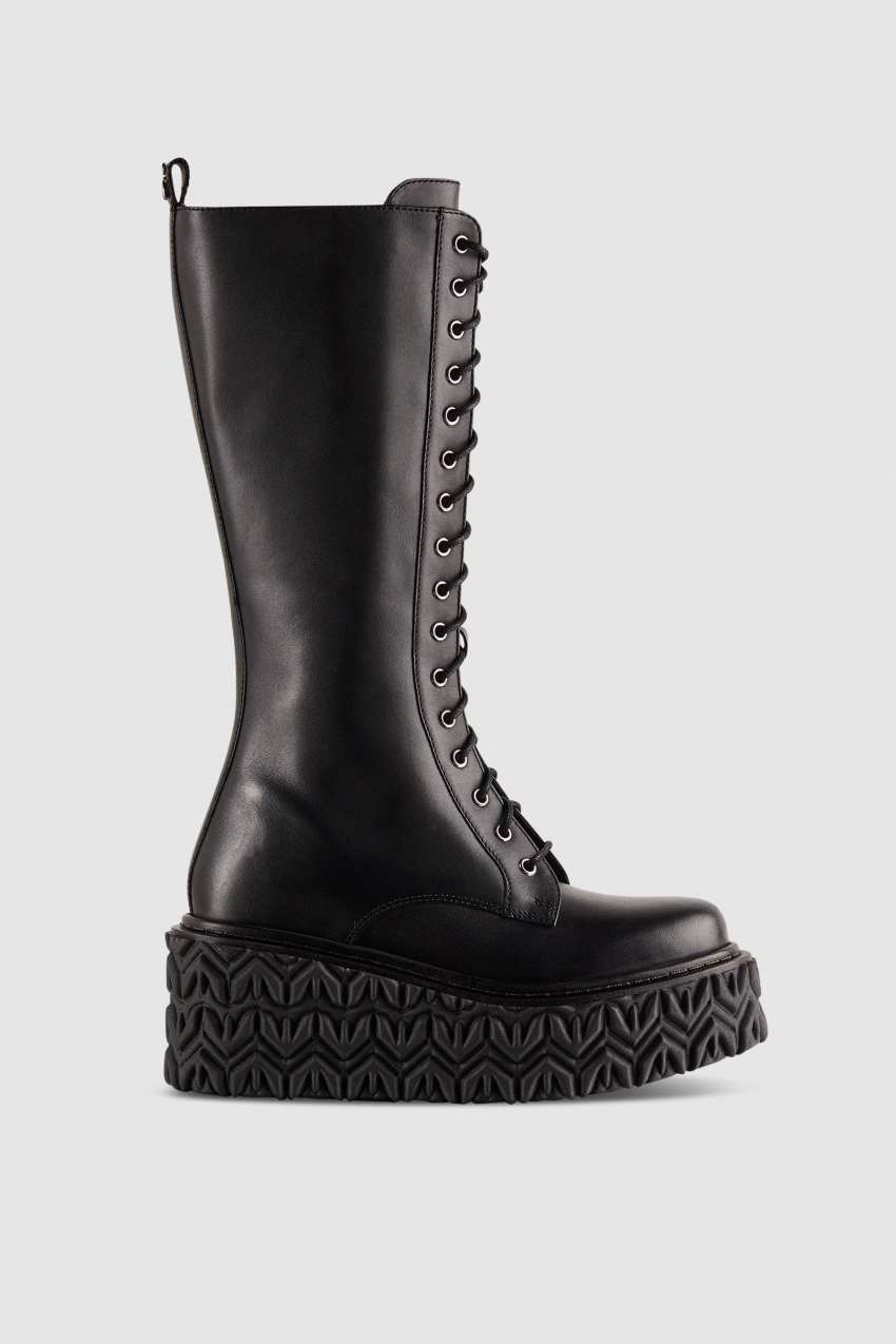 Patrizia Pepe Leather Boots With Side Zipper Schwarz | WTUHYP-186