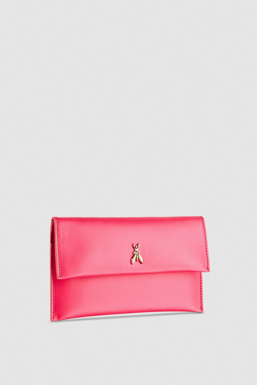 Patrizia Pepe Leather Clutch Bag With Chain Shoulder Strap Rosa | LYNIGH-048