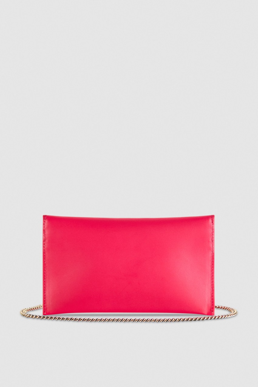 Patrizia Pepe Leather Clutch Bag With Chain Shoulder Strap Rosa | LYNIGH-048