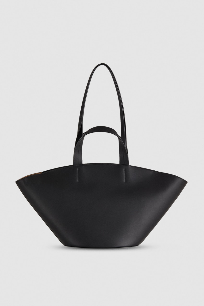 Patrizia Pepe Leather Shopper Schwarz | JEURKX-740