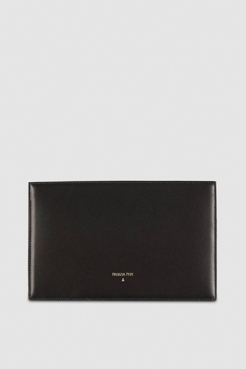 Patrizia Pepe Leather Shoulder Pocket Bag With Zipper Schwarz | ELGNQJ-650