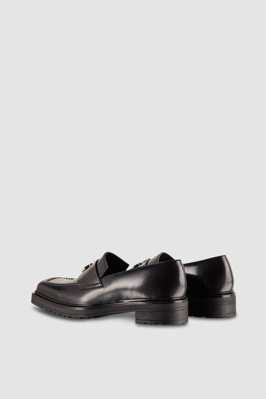 Patrizia Pepe Leather Square Toe Moccasins Schwarz | BPDYCN-576