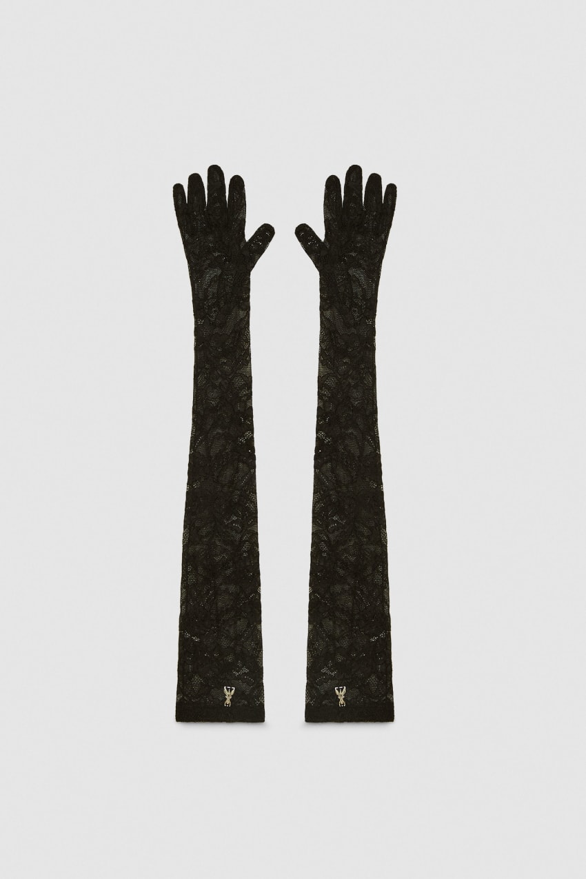 Patrizia Pepe Long Stretch Lace Gloves Schwarz | TMUNWI-925