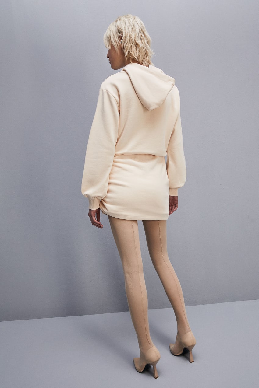 Patrizia Pepe Long-sleeved Fleece Dress Beige | JGVAST-309