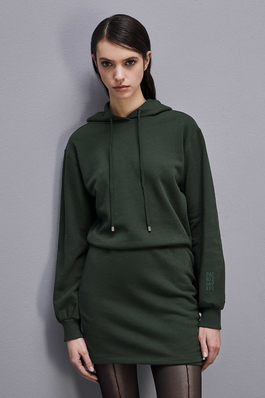 Patrizia Pepe Long-sleeved Fleece Dress Grün | FBIHAZ-829