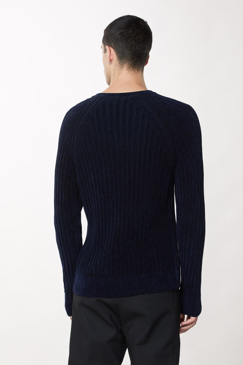 Patrizia Pepe Long-sleeved Ribbed Sweater Blau | DASBNL-253