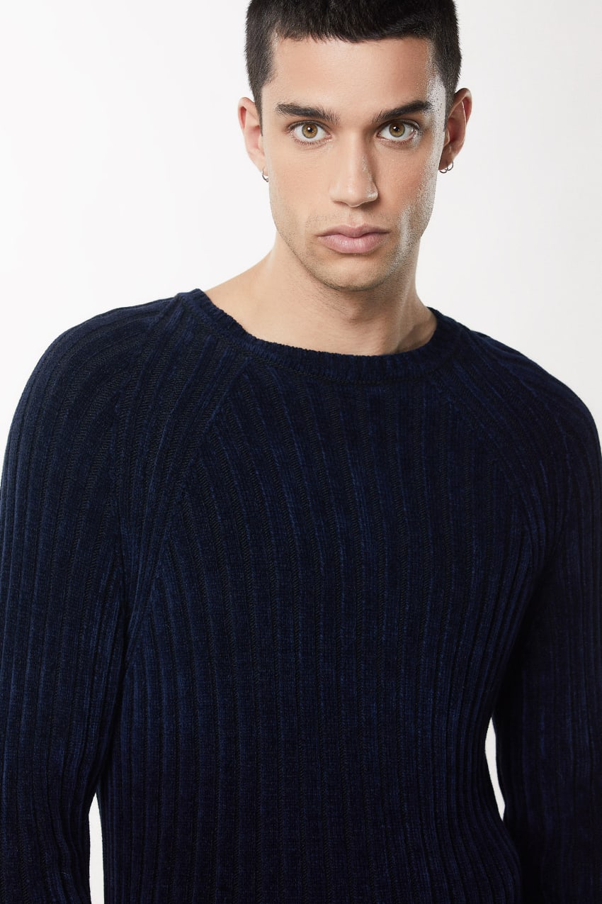 Patrizia Pepe Long-sleeved Ribbed Sweater Blau | DASBNL-253