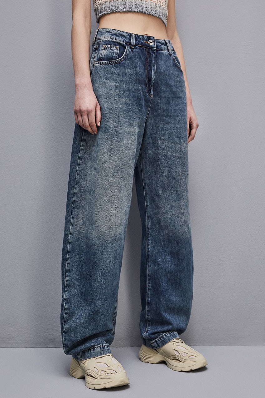 Patrizia Pepe Low Waist Balloon Denim Pants Hellblau | WFUGLD-946