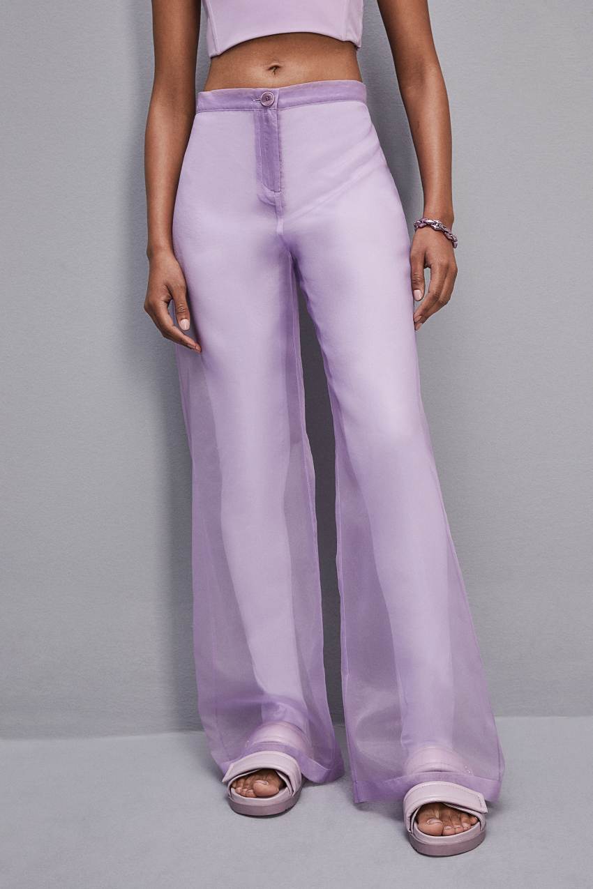 Patrizia Pepe Low-waisted Palazzo Fit Pants In Jersey Lila | FTUDRE-074