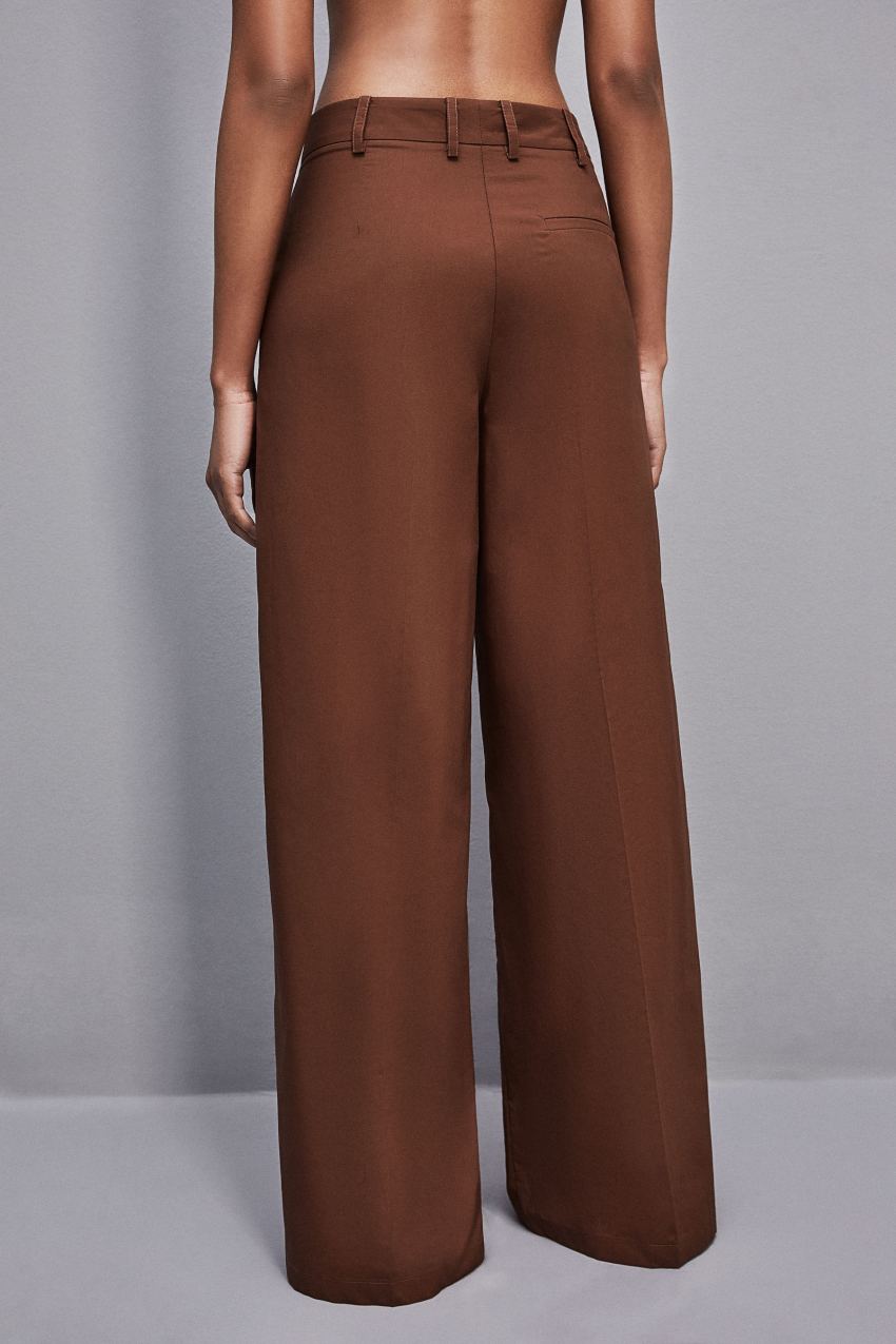 Patrizia Pepe Low-waisted Palazzo Fit Pants Braun | APYBWM-062