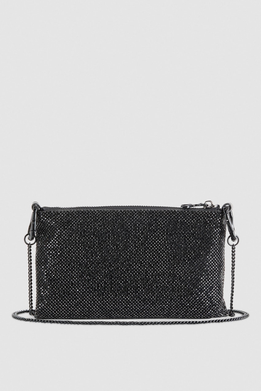 Patrizia Pepe Maxichain Rhinestone Clutch Bag Schwarz | GWDBMQ-857