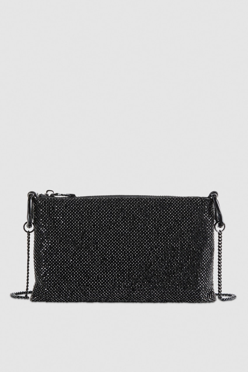 Patrizia Pepe Maxichain Rhinestone Clutch Bag Schwarz | GWDBMQ-857