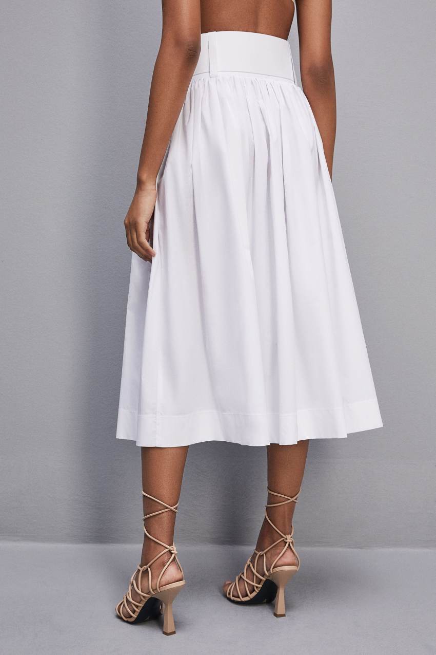 Patrizia Pepe Midi Flared Skirt With Belt Weiß | BFIHOX-245