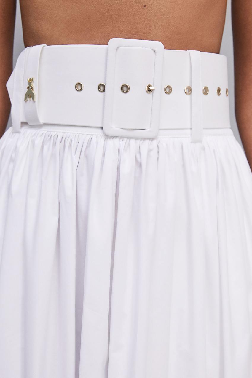 Patrizia Pepe Midi Flared Skirt With Belt Weiß | BFIHOX-245