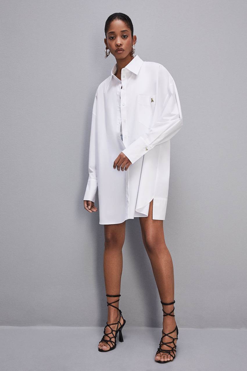 Patrizia Pepe Mini Over Shirt Dress Weiß | WDGSBP-219