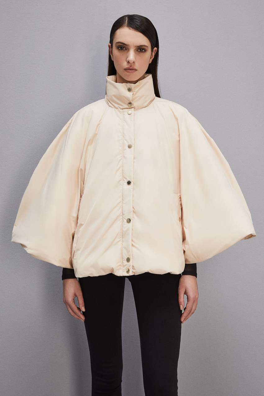 Patrizia Pepe Mix Fabric Padded Cape Beige | SXZYLB-120