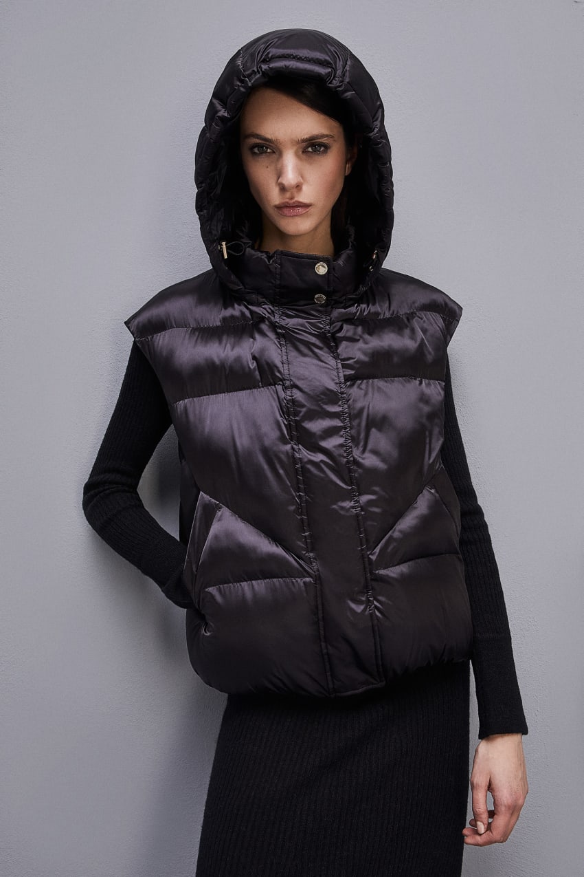 Patrizia Pepe Nylon Sleeveless Down Jacket Schwarz | QDSBAL-894