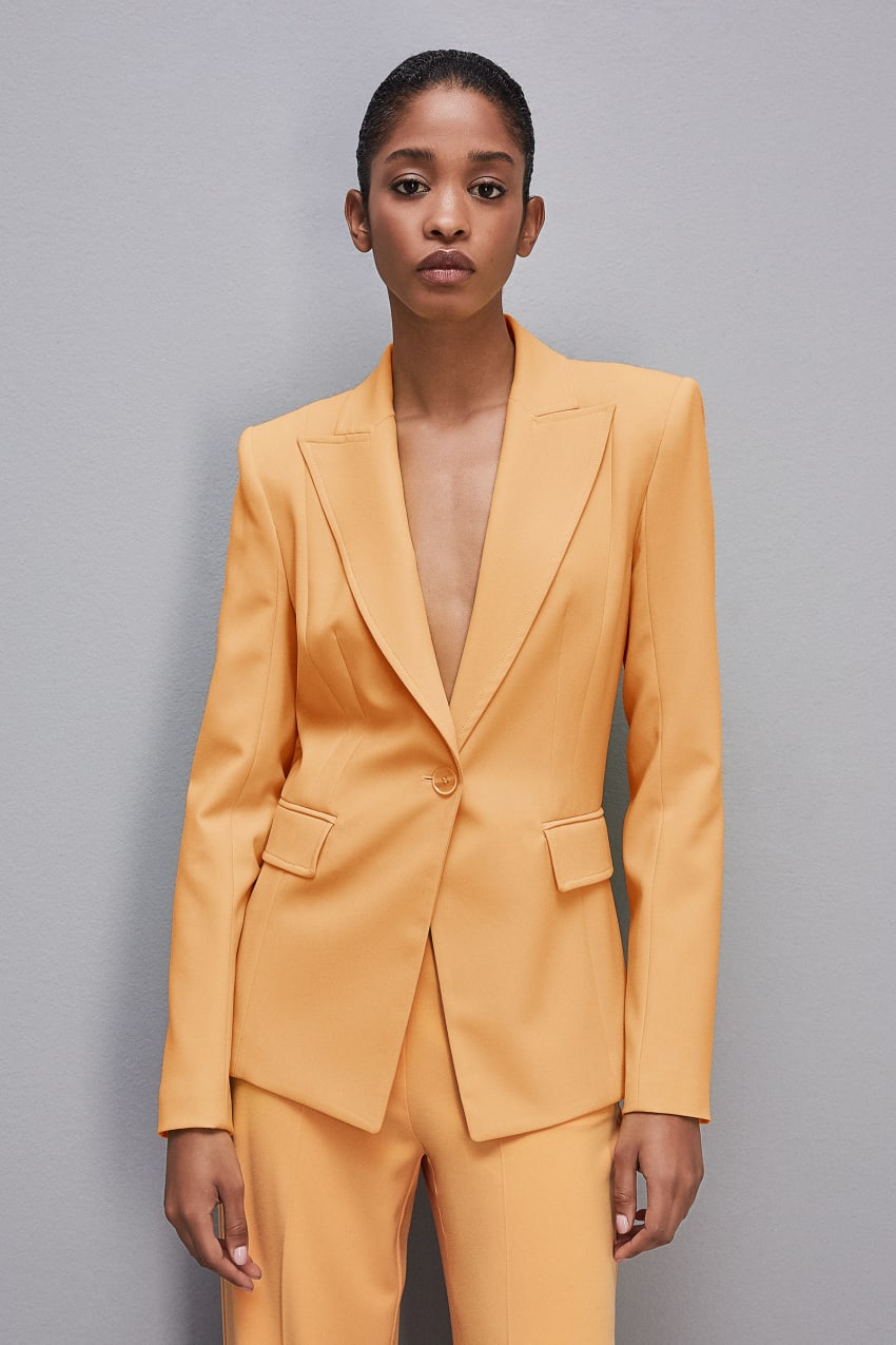 Patrizia Pepe One-button Jacket In Sablè Crepe Fabric Orange | JQFKLB-035