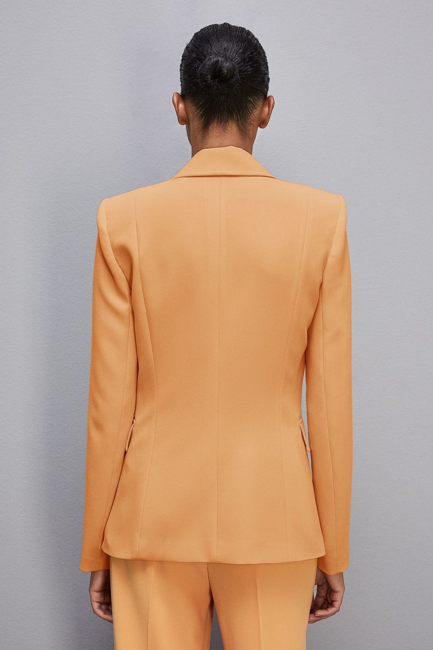 Patrizia Pepe One-button Jacket In Sablè Crepe Fabric Orange | JQFKLB-035