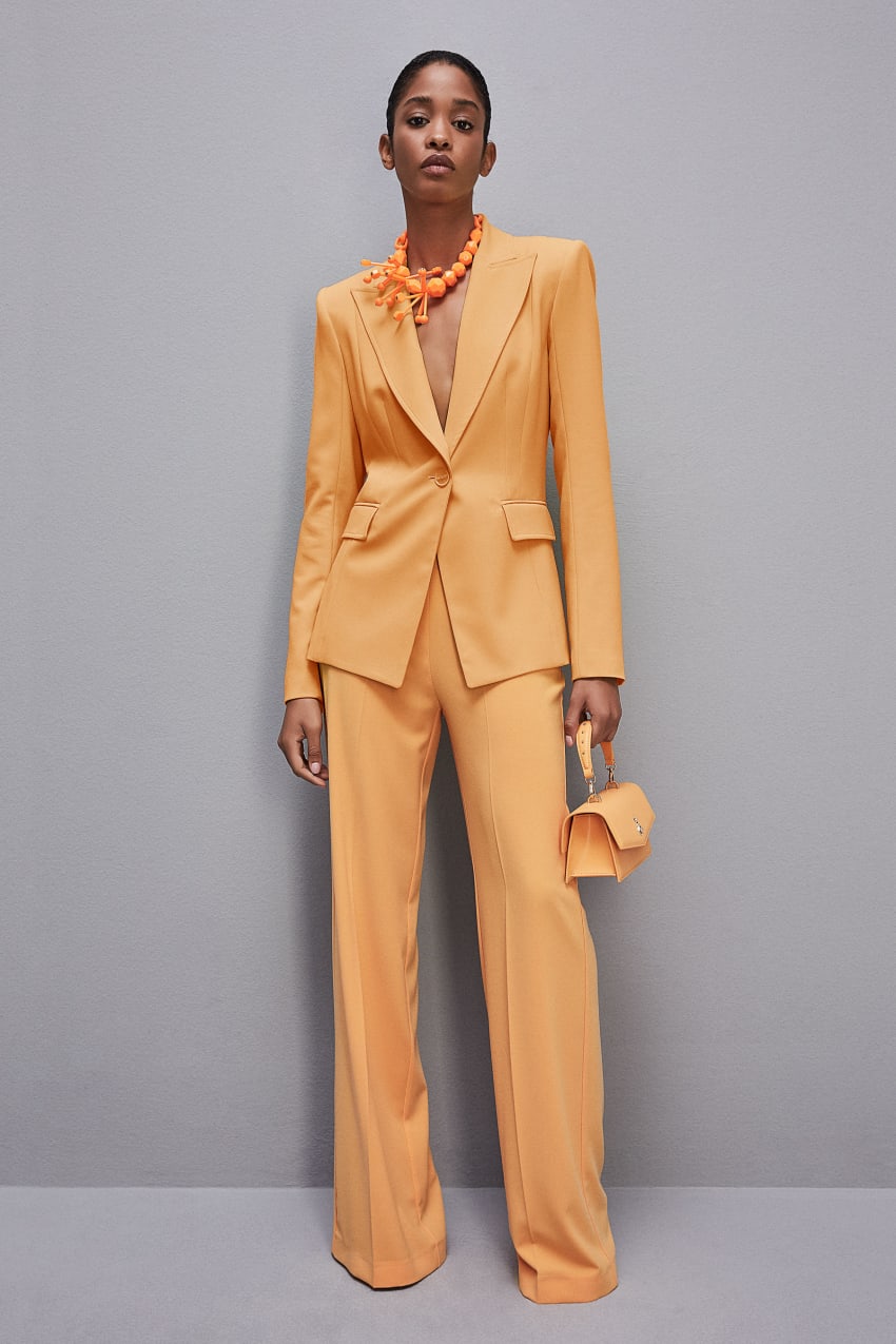 Patrizia Pepe One-button Jacket In Sablè Crepe Fabric Orange | JQFKLB-035