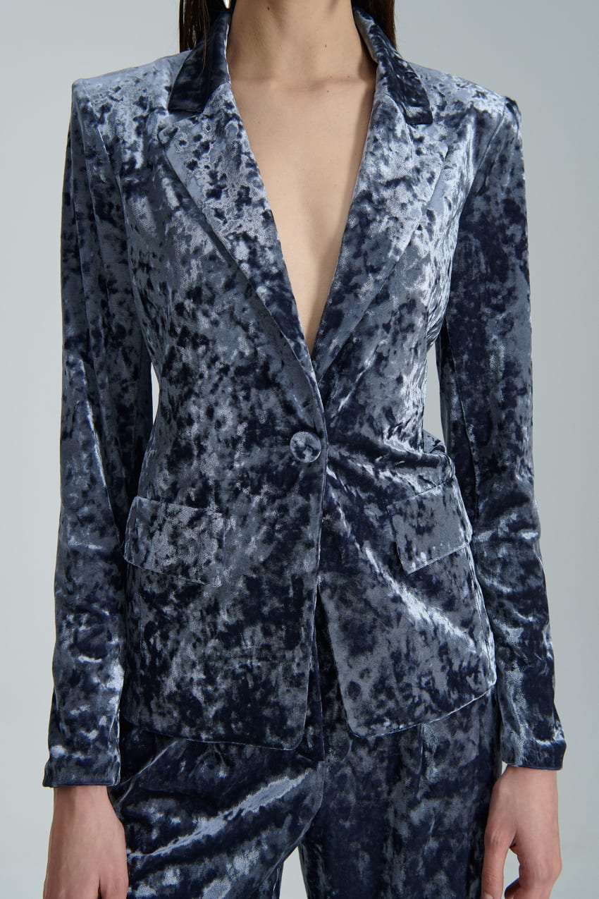 Patrizia Pepe One-button Velvet Jacket Blau | WXKINE-628