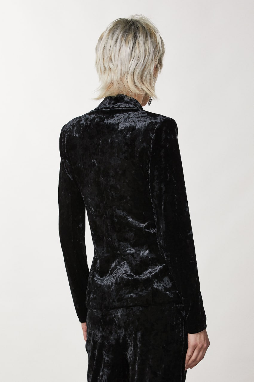 Patrizia Pepe One-button Velvet Jacket Schwarz | MIUWTD-928