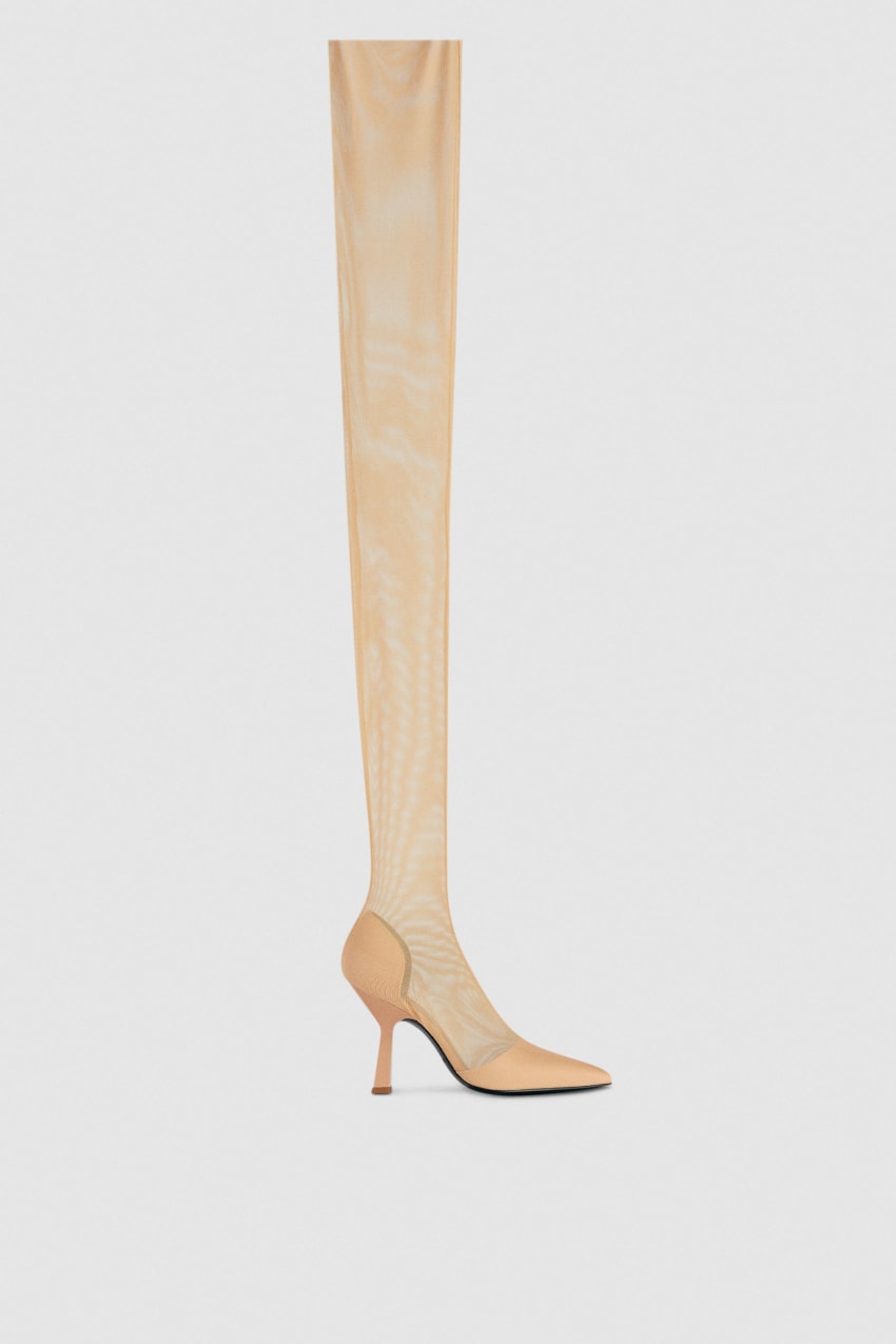 Patrizia Pepe Overknee Boots In Tulle Beige | HJWZPI-415