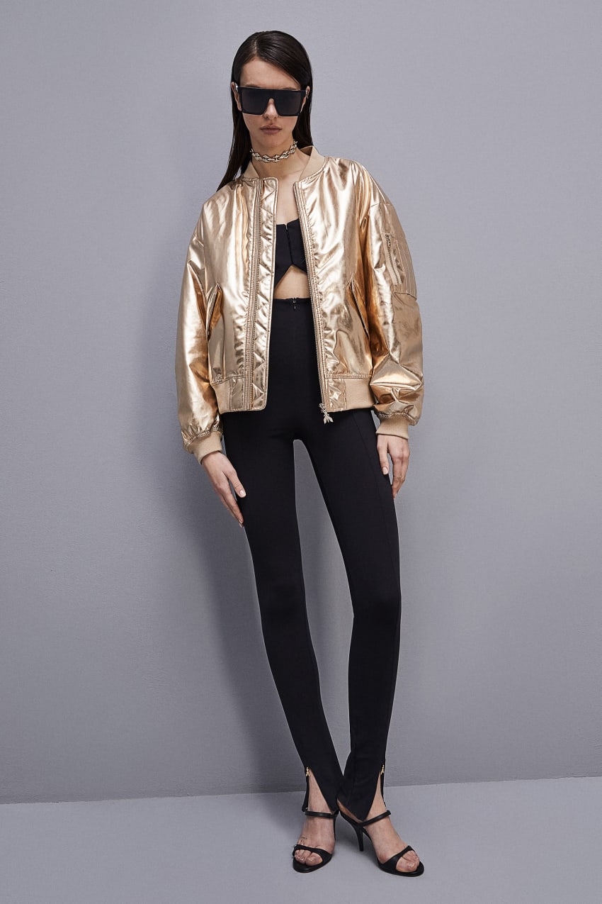 Patrizia Pepe Padded Over Bomber Jacket Gold | ASCMPK-804