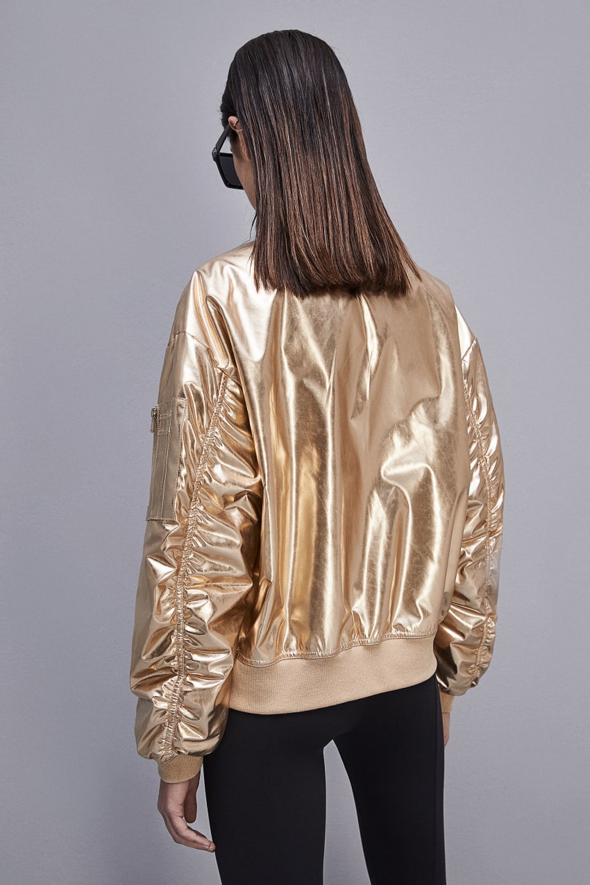 Patrizia Pepe Padded Over Bomber Jacket Gold | ASCMPK-804